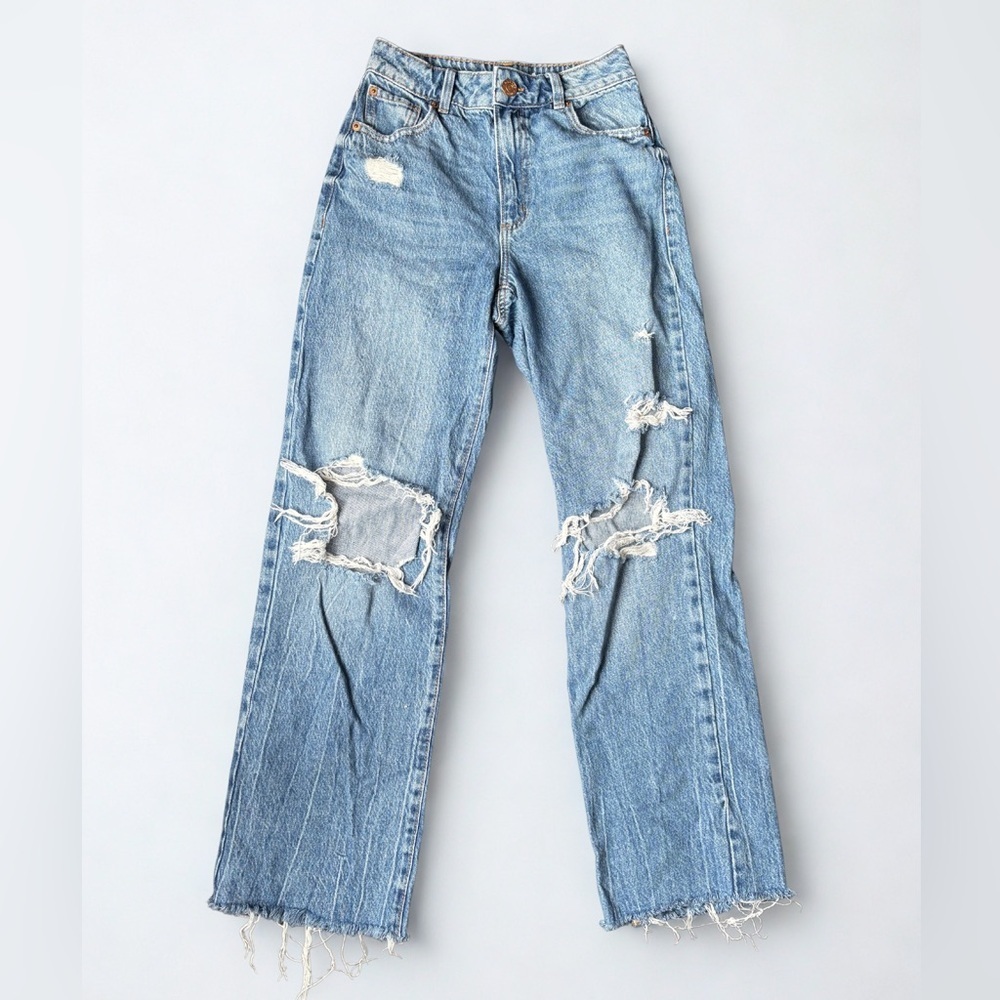 Garage Denim 90s Straight Distressed Light Wash Jeans Size 0 Size 24 GUC